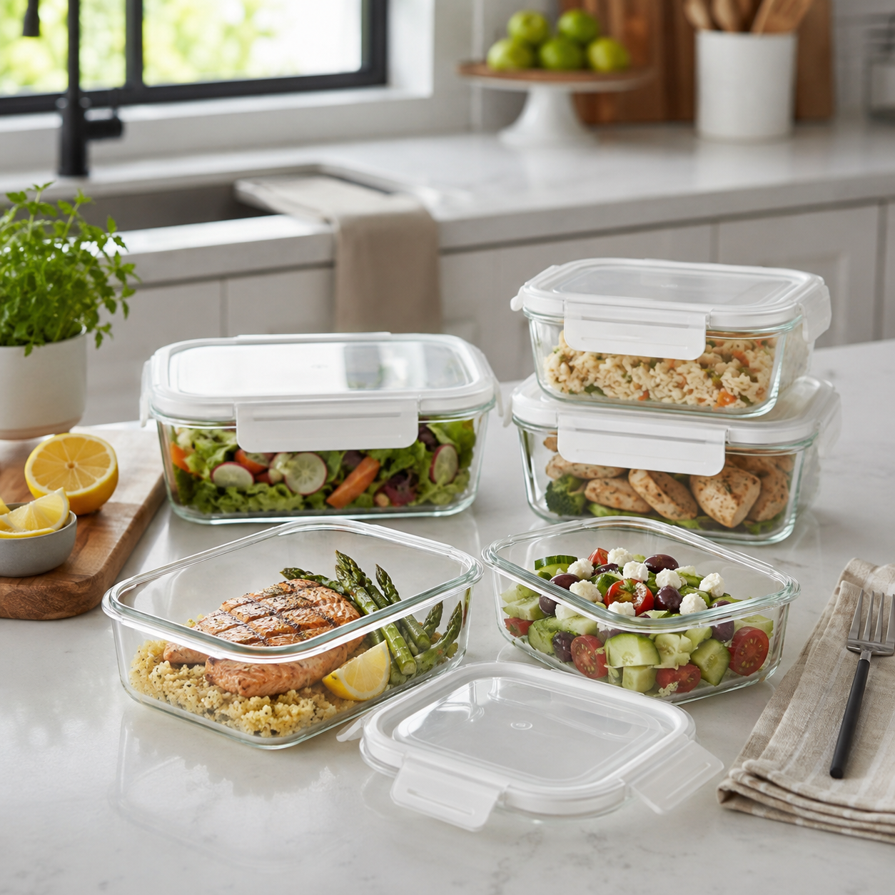 Glass Meal Prep Container Set