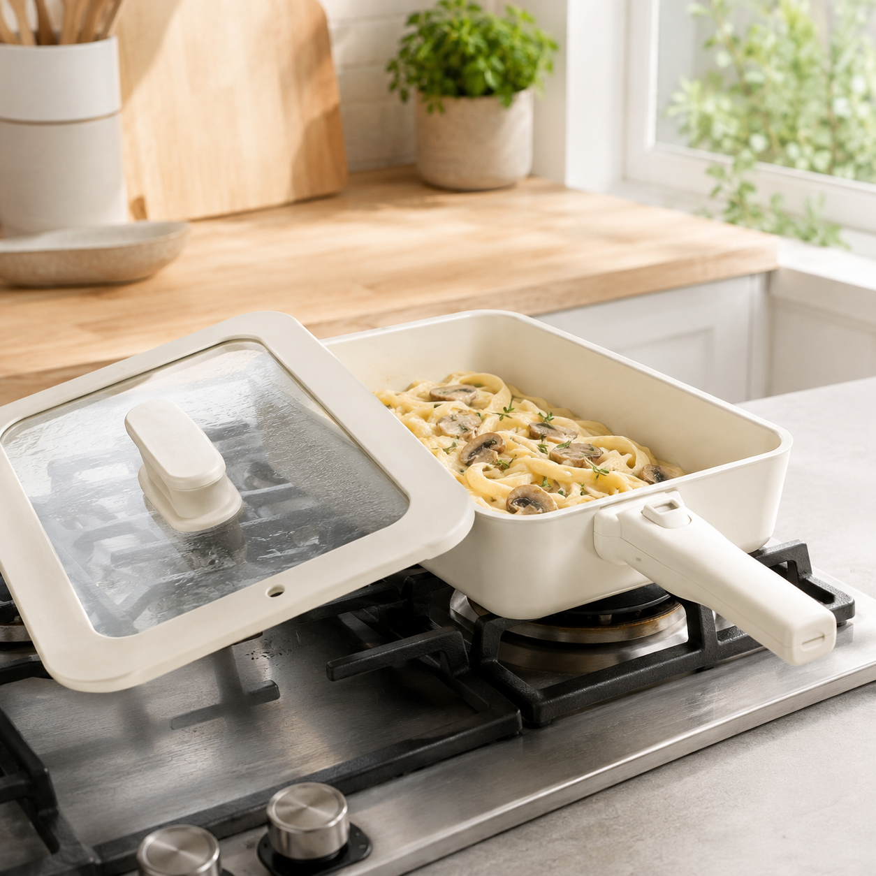 Detachable-Handle Ceramic Cooking Pan