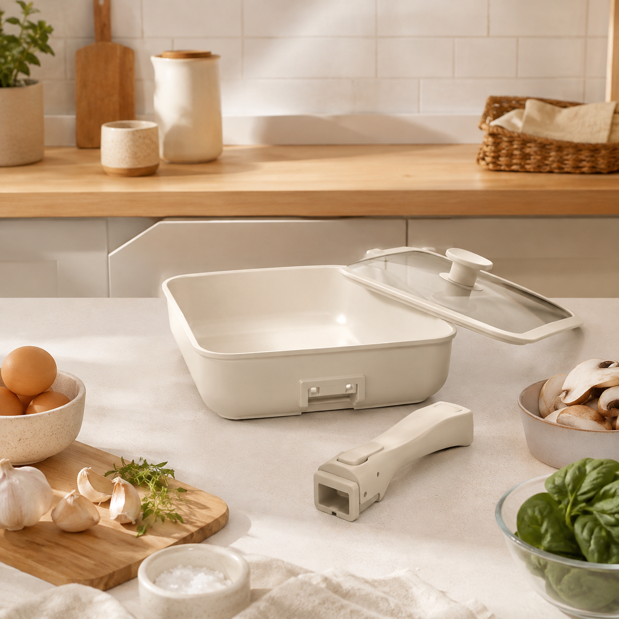 Detachable-Handle Ceramic Cooking Pan