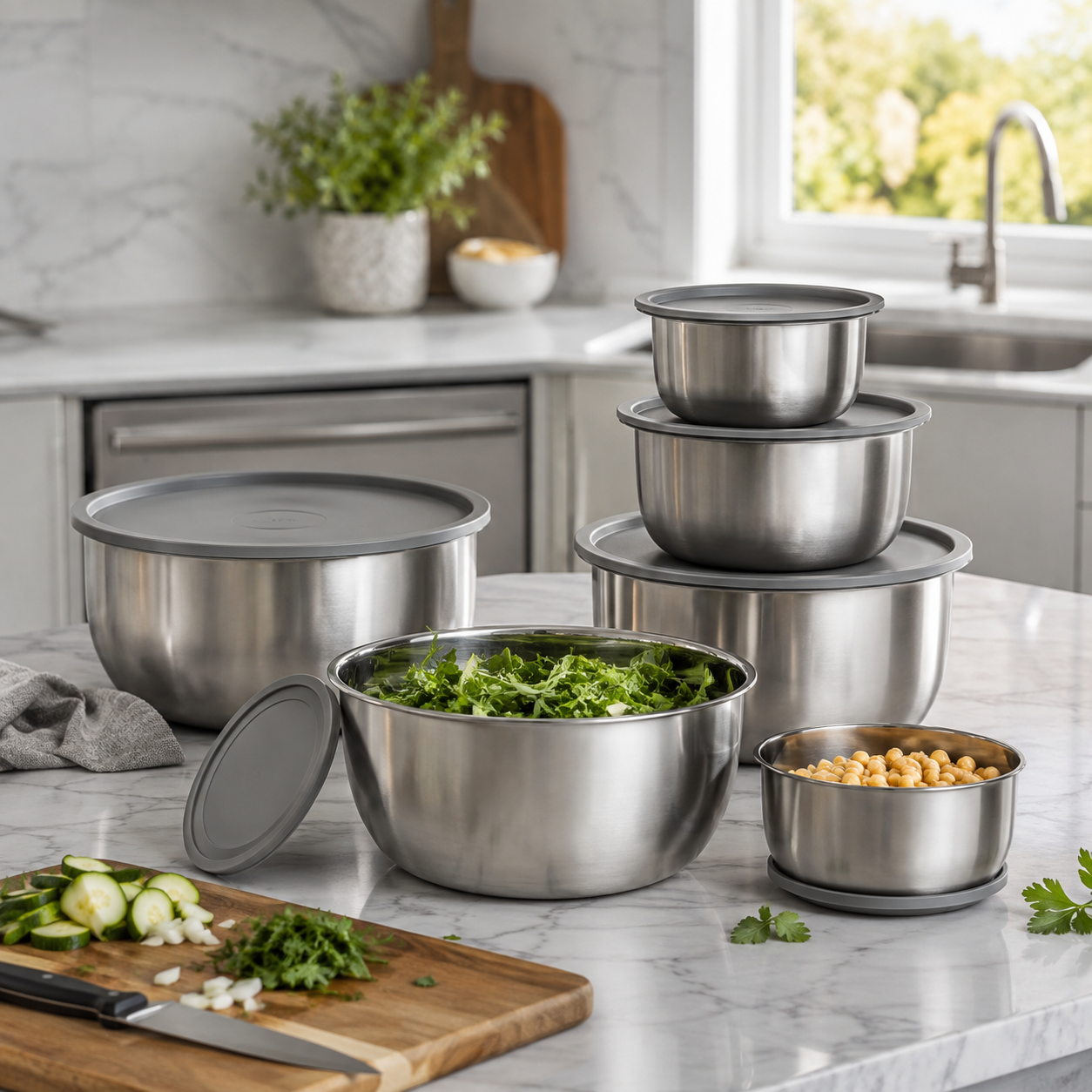 Stainless Steel Mixing Bowl & Prep Set