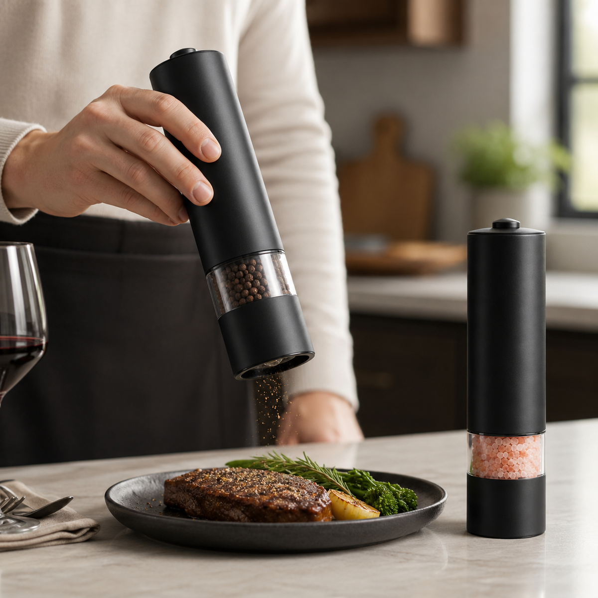 Automatic Electric Salt & Pepper Grinder Set